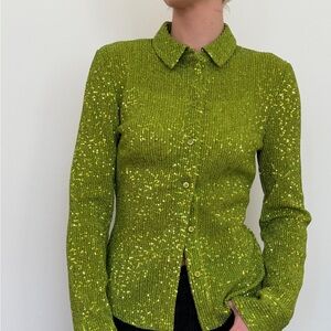 STINE GOYA Olive Sequin Knit Top